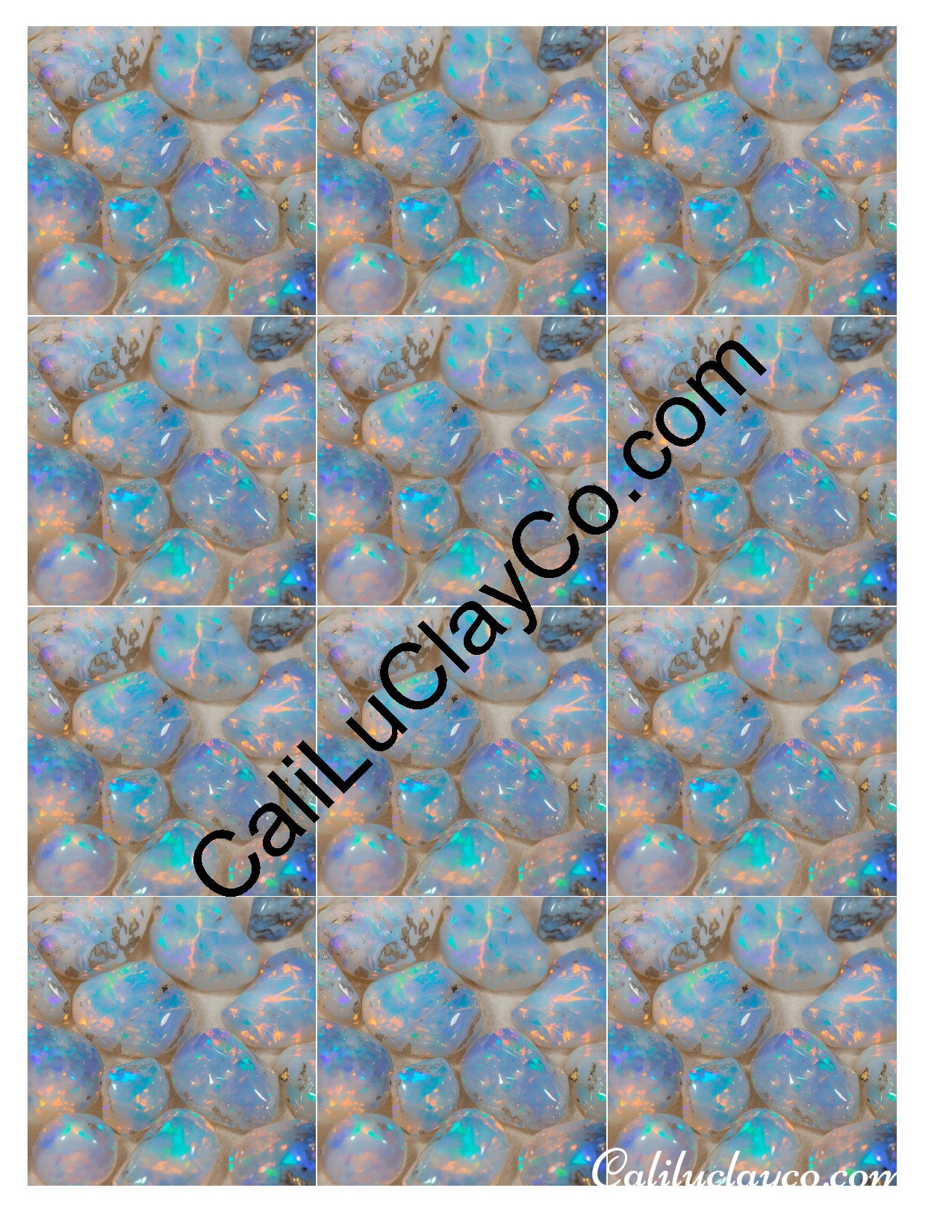 Opals #1 MULTI Left & Right Polymer Clay Water-Soluble Transfer Sheet / Tattoo Paper