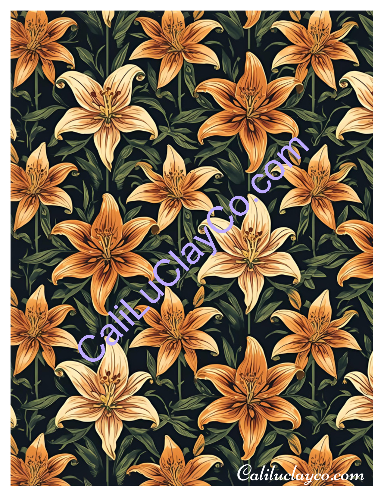 Orange & Yellow Easter Lilies Polymer Clay Water-Soluble Transfer Sheet / Tattoo Paper