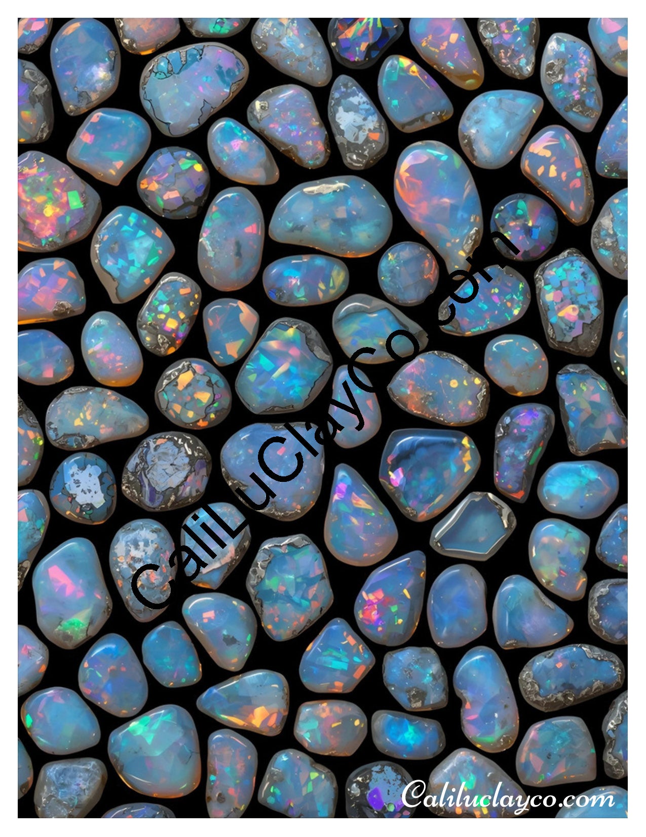 Opals #2 Polymer Clay Water-Soluble Transfer Sheet / Tattoo Paper