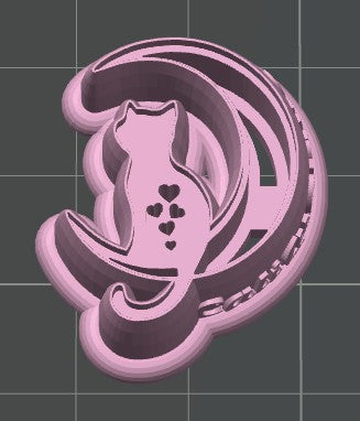 Cat on Moon with Hearts Cookie Cutter / Polymer Clay Cutter