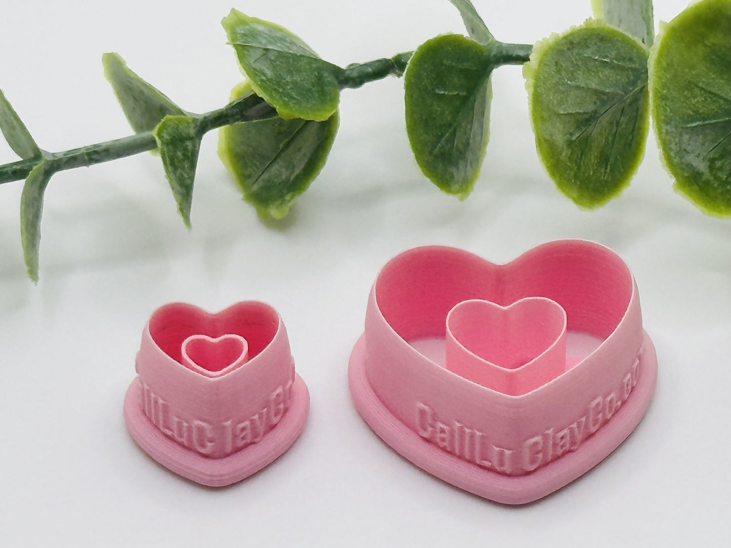Double Heart Imprint Cookie Cutter / Polymer Clay Cutter