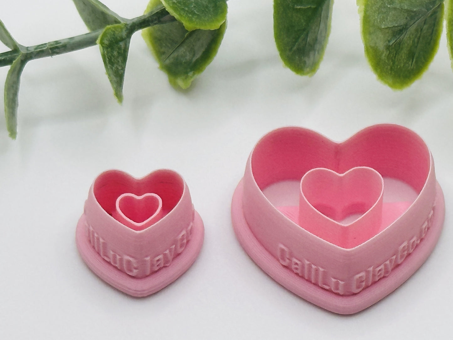 Double Heart Imprint Cookie Cutter / Polymer Clay Cutter