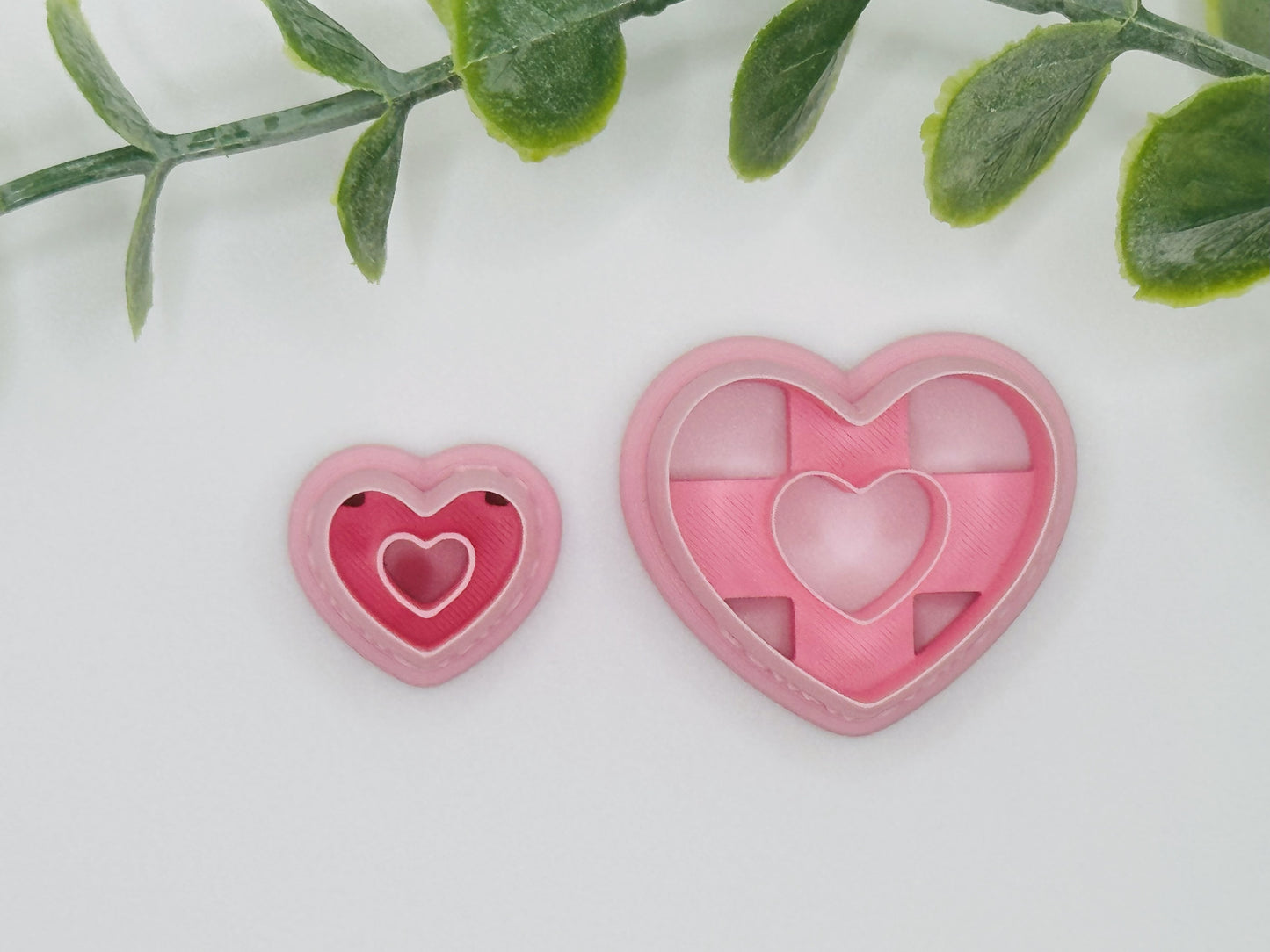 Double Heart Imprint Cookie Cutter / Polymer Clay Cutter