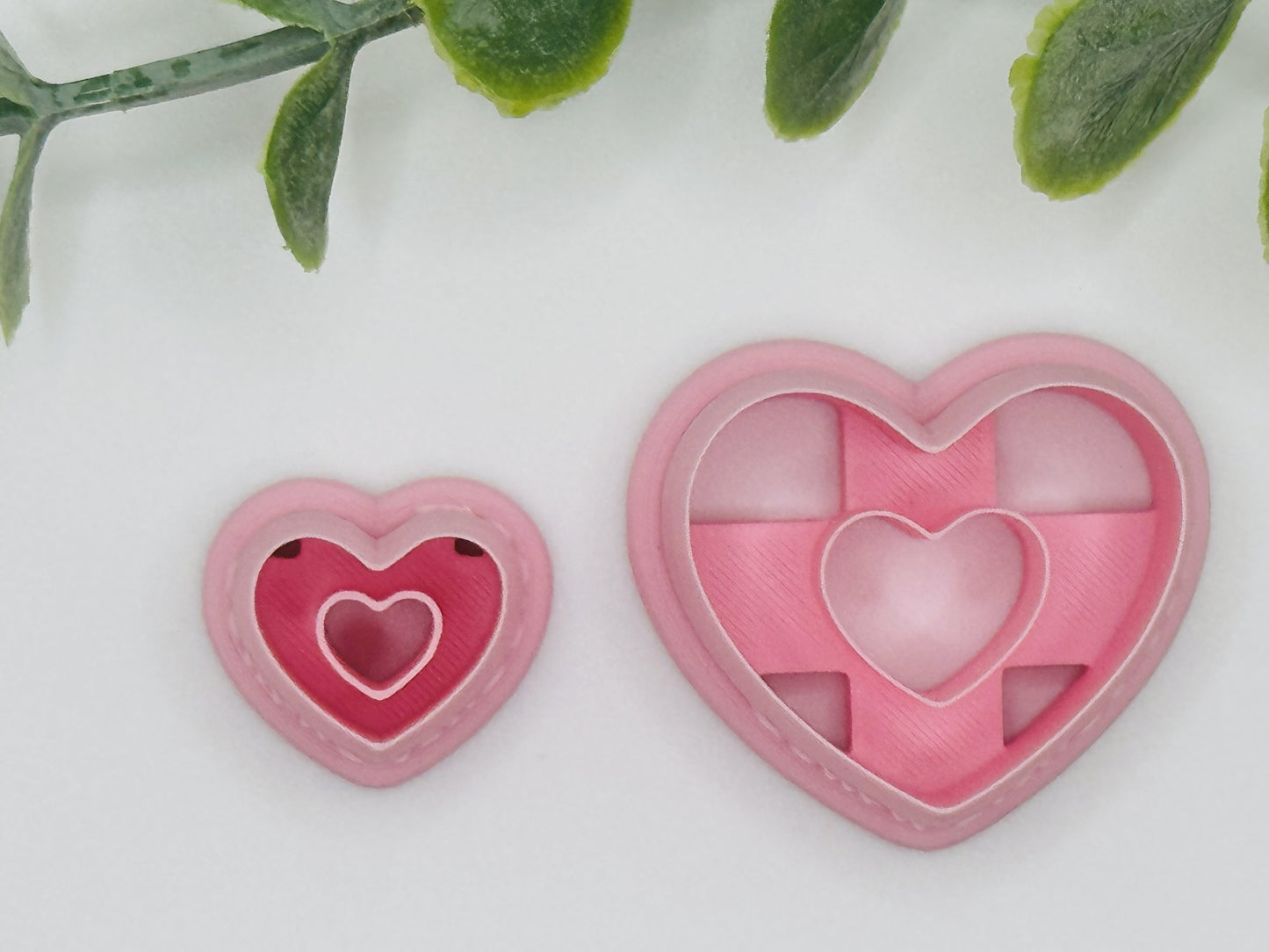 Double Heart Imprint Cookie Cutter / Polymer Clay Cutter
