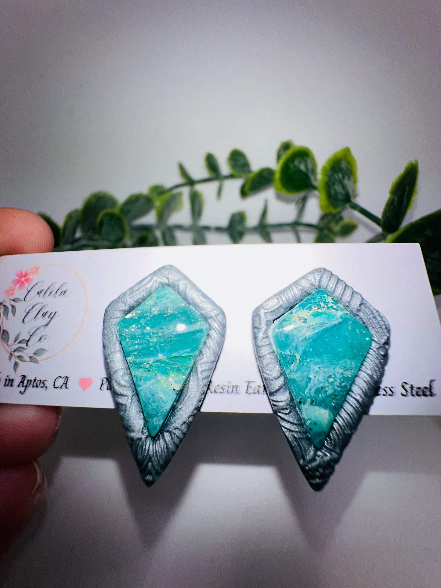Turquoise Shield Studs / Post Earrings