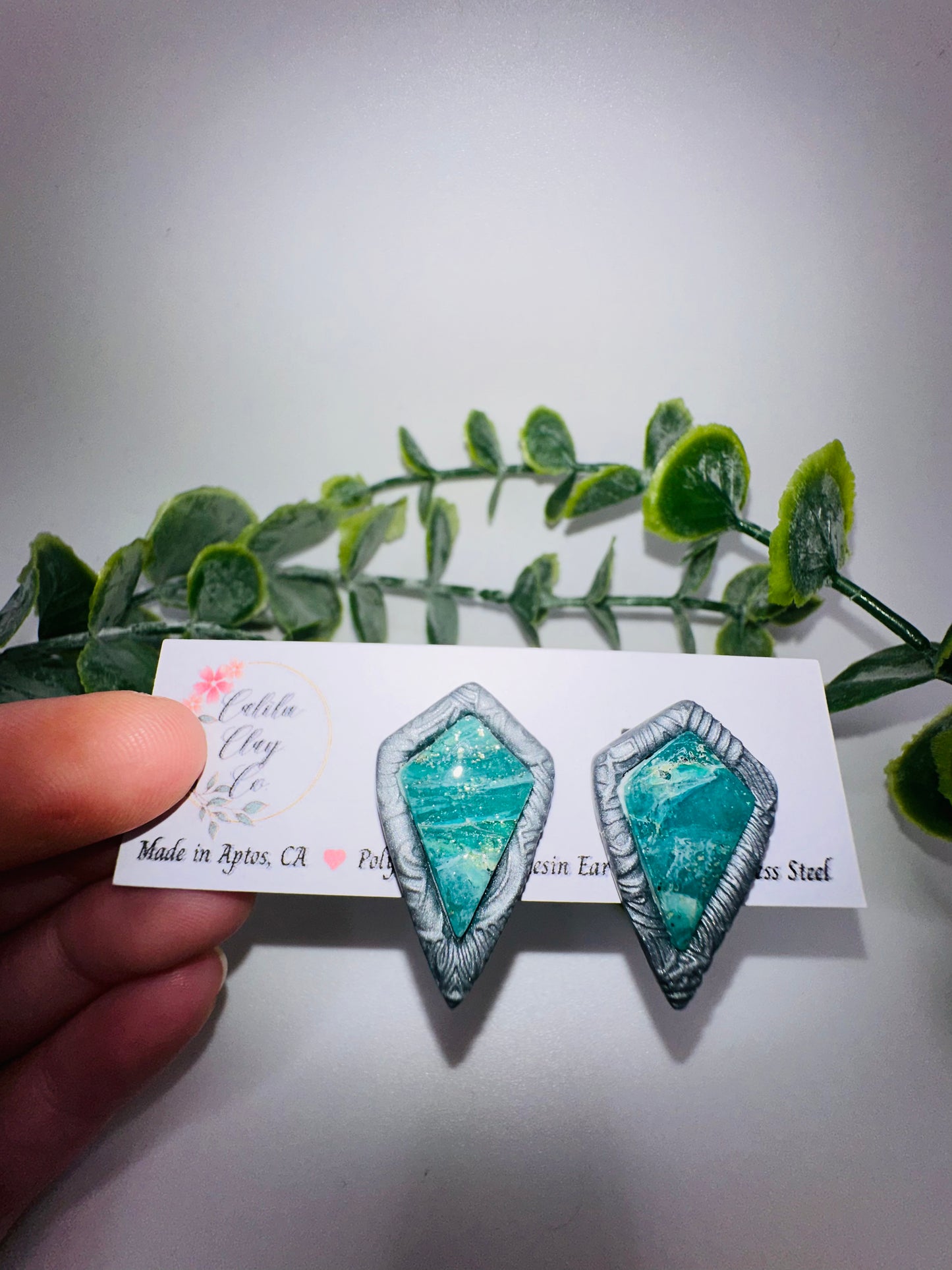 Turquoise Shield Studs / Post Earrings
