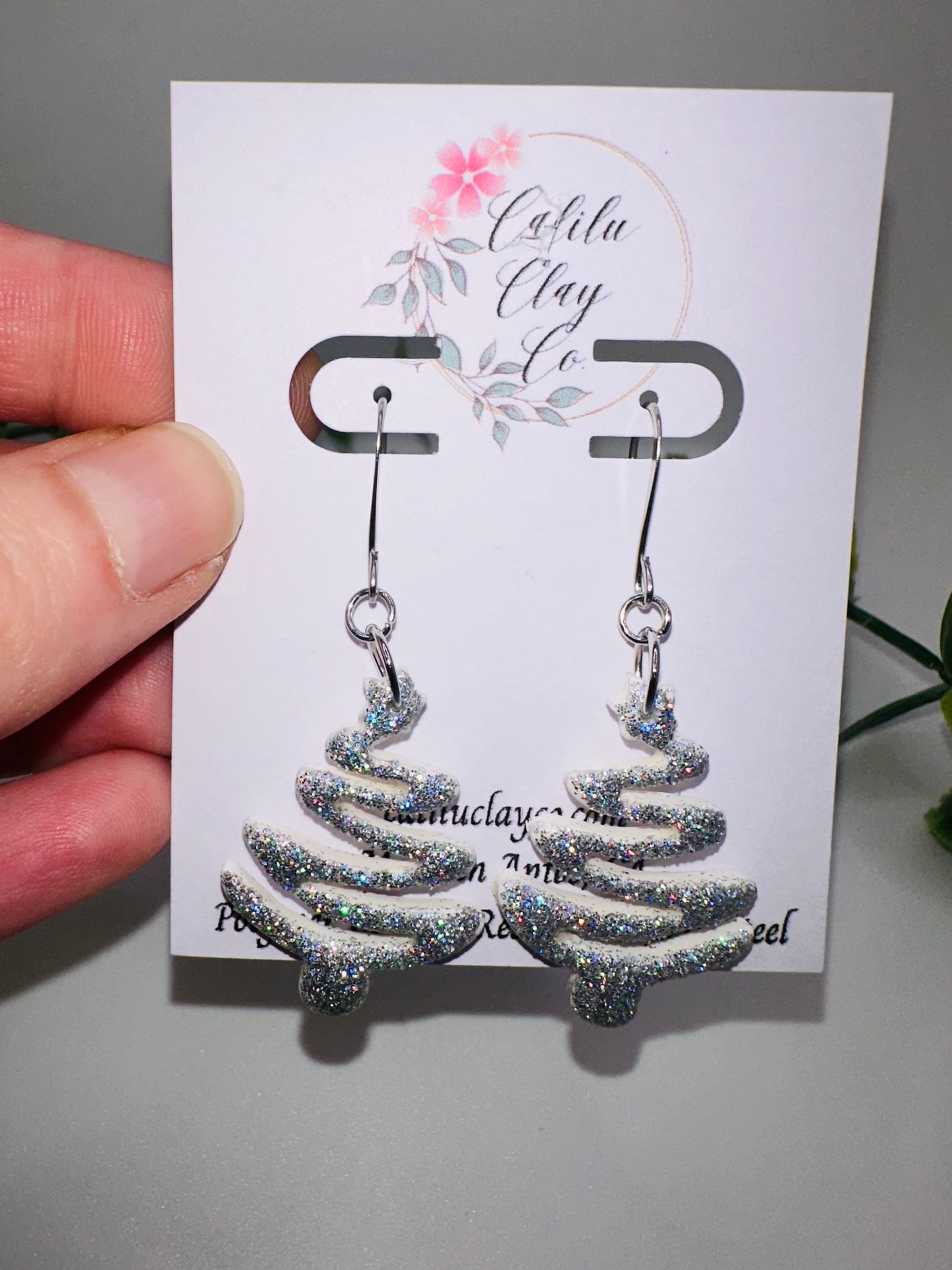 Silver/White Holographic Sparkly Ribbon Christmas Trees