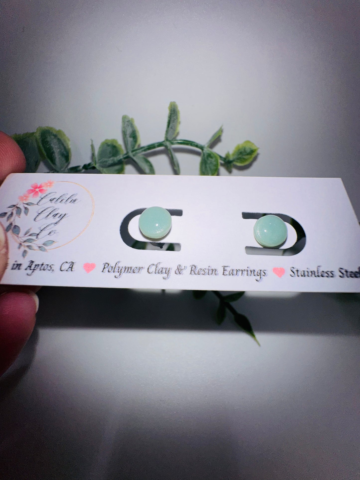 Tiny Round Jade Studs / Post Earrings