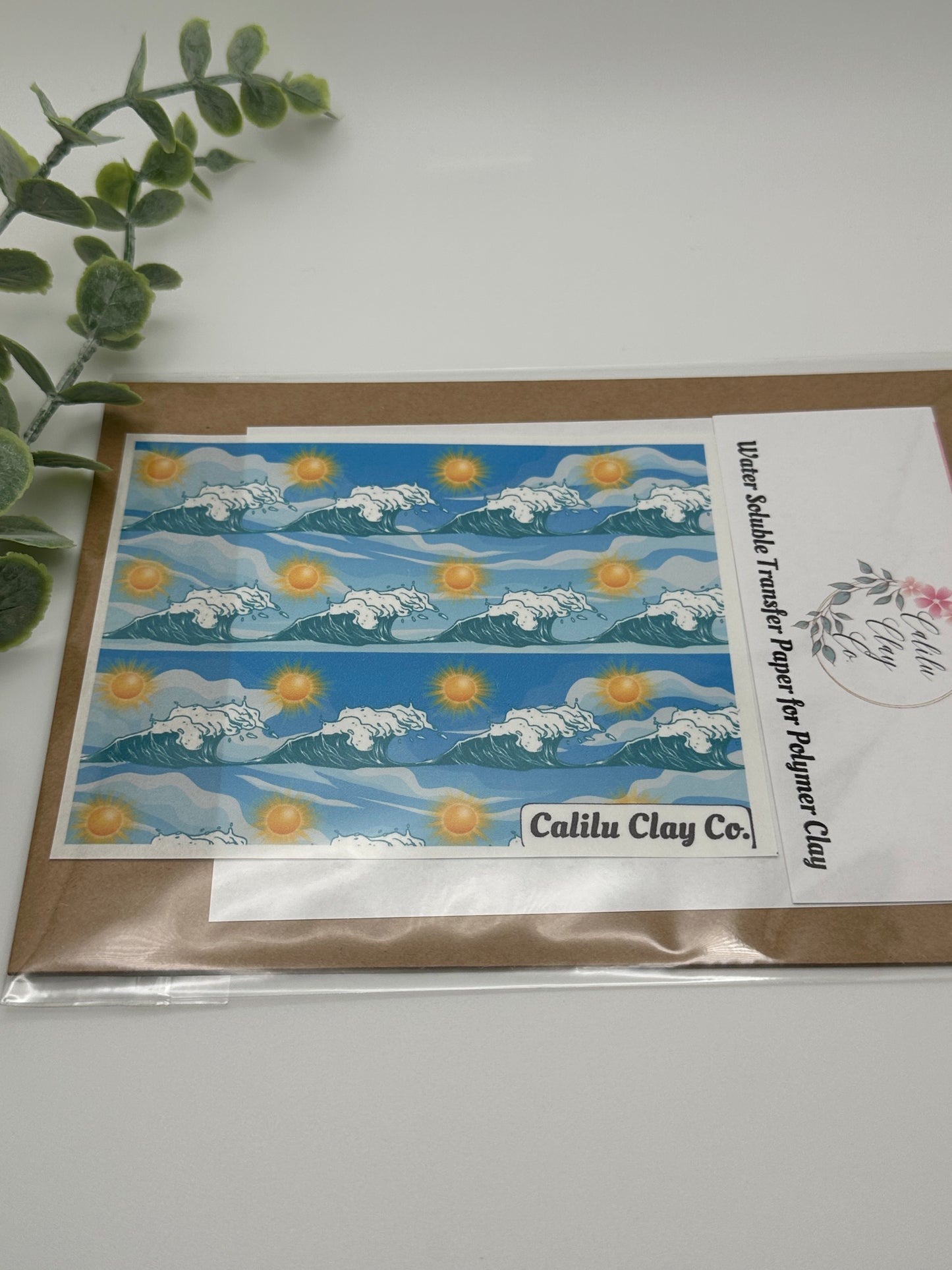 Sun and Waves Polymer Clay Water-Soluble Transfer Sheet