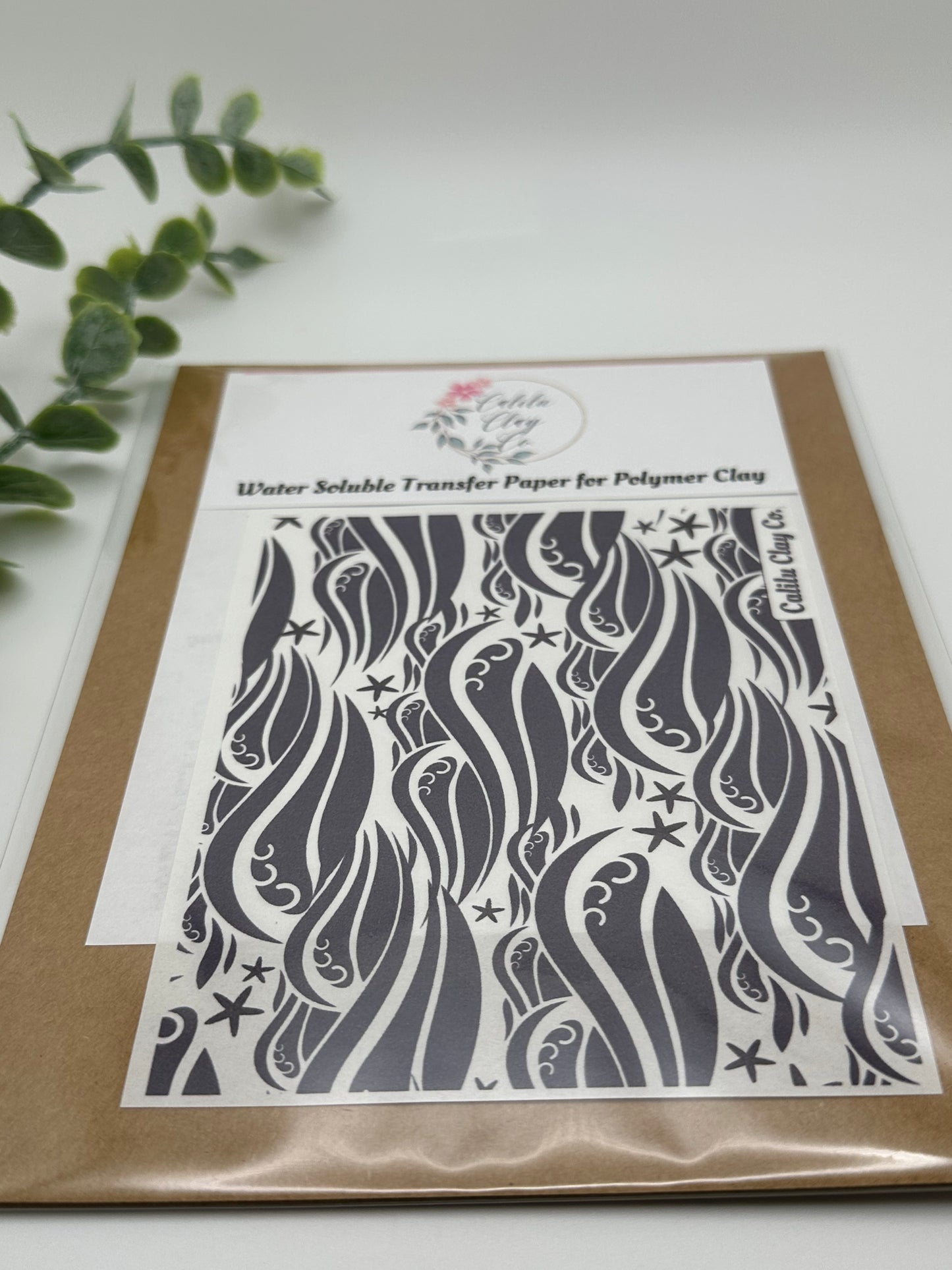 Waves and Starfish Polymer Clay Water-Soluble Transfer Sheet