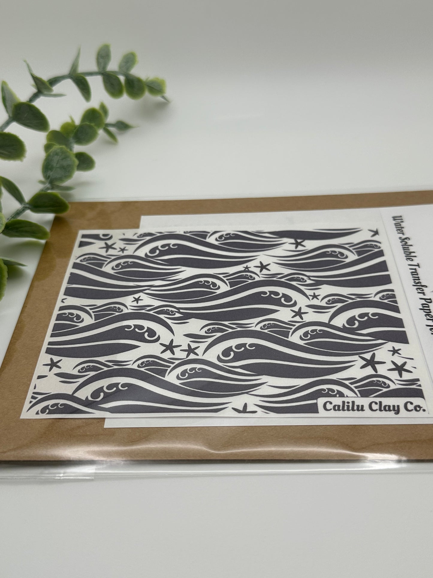 Waves and Starfish Polymer Clay Water-Soluble Transfer Sheet
