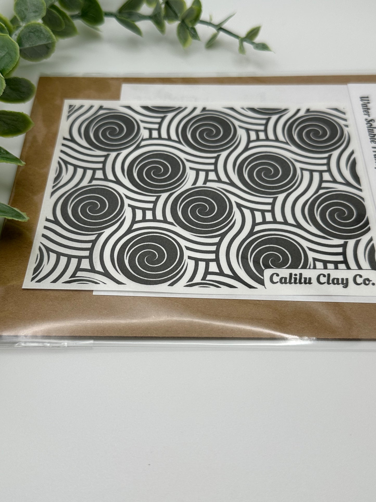 Black Spirals Polymer Clay Water-Soluble Transfer Sheet