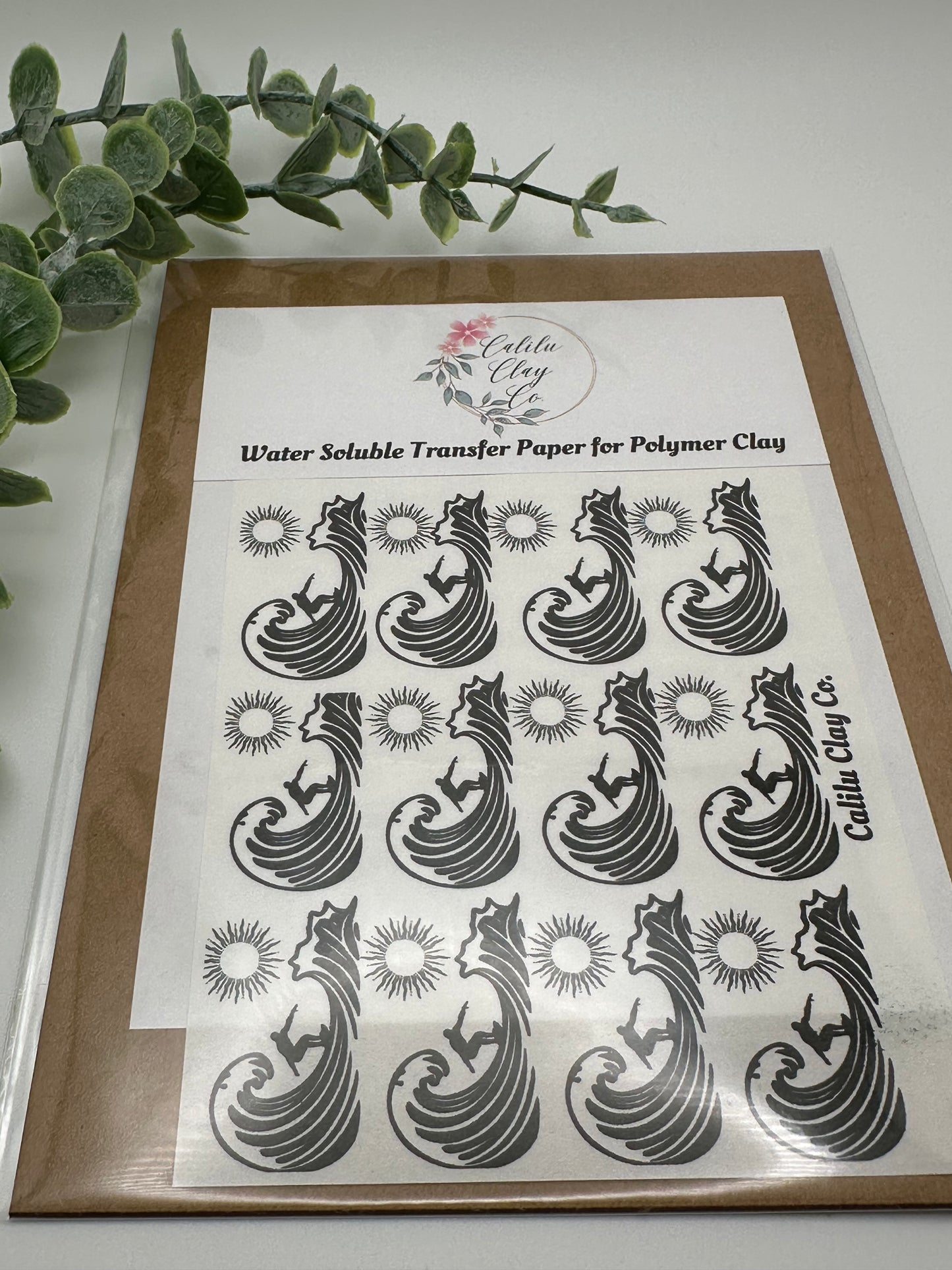 Wave Surfer Polymer Clay Water-Soluble Transfer Sheet