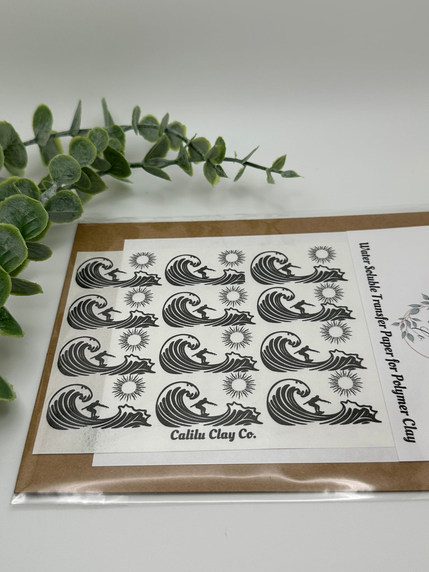 Wave Surfer Polymer Clay Water-Soluble Transfer Sheet