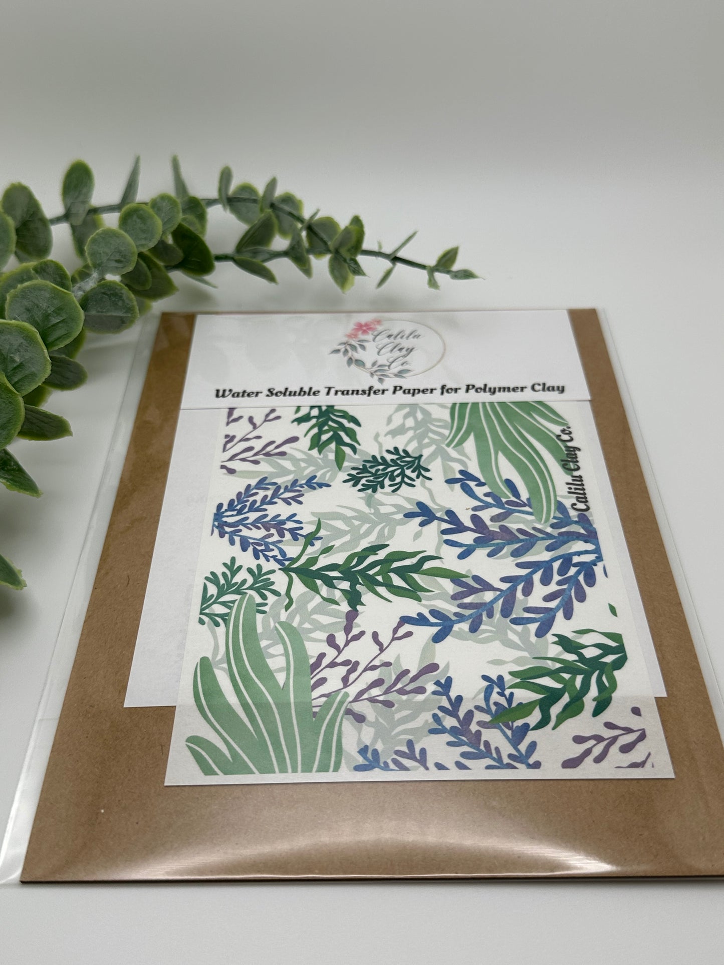 Coral and Kelp Polymer Clay Water-Soluble Transfer Sheet