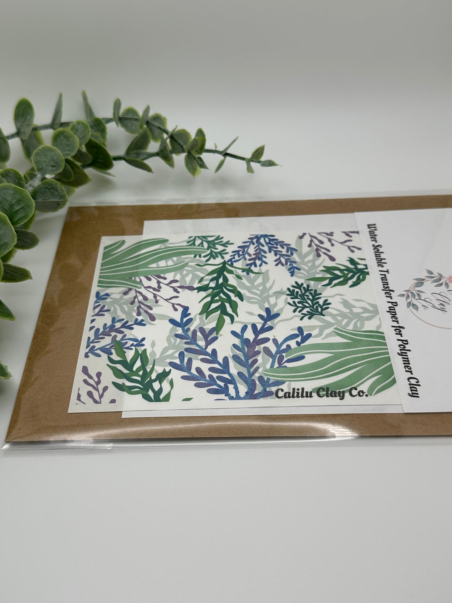 Coral and Kelp Polymer Clay Water-Soluble Transfer Sheet