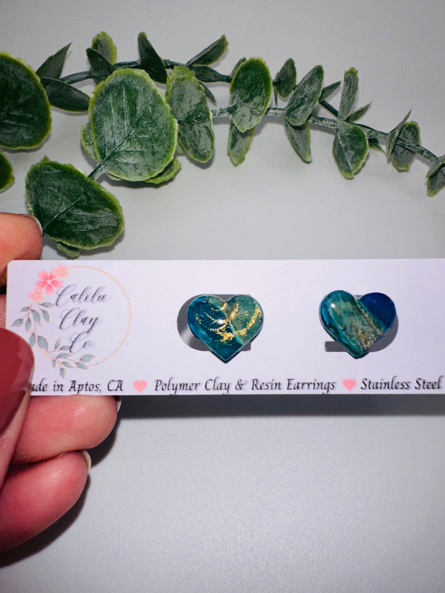 Marbled Heart Studs