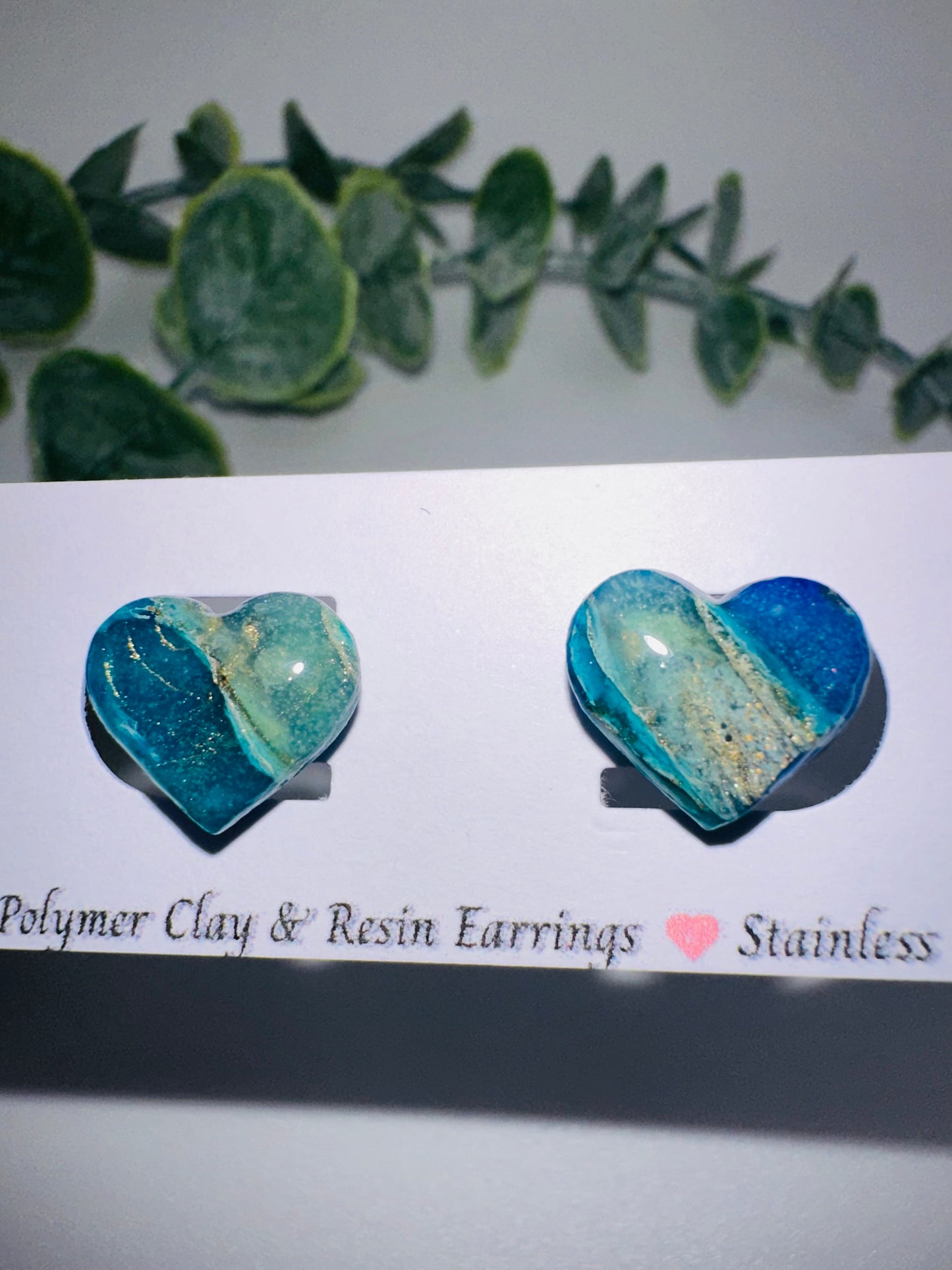 Marbled Heart Studs