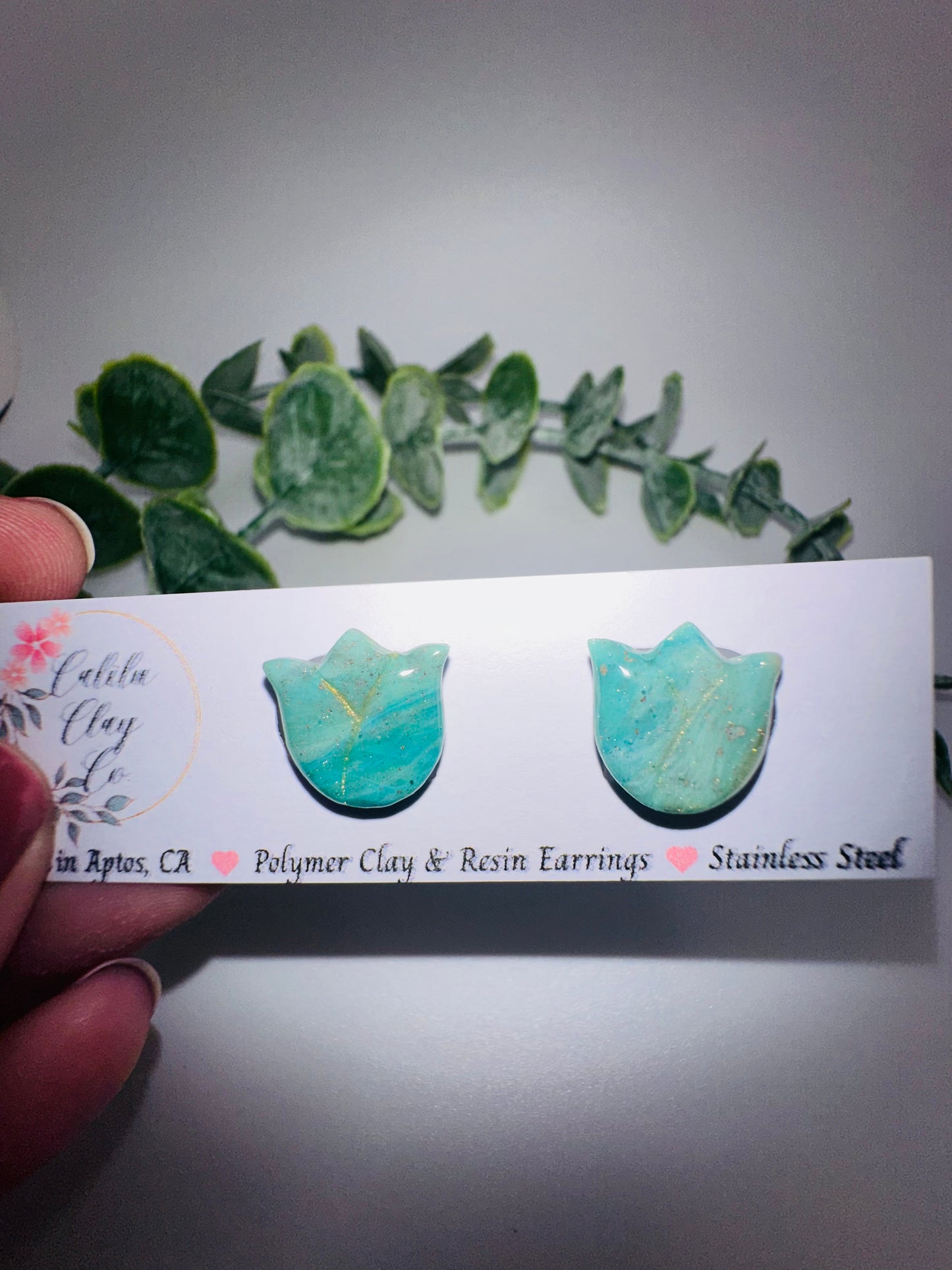 Jade Ocean Tulip Studs