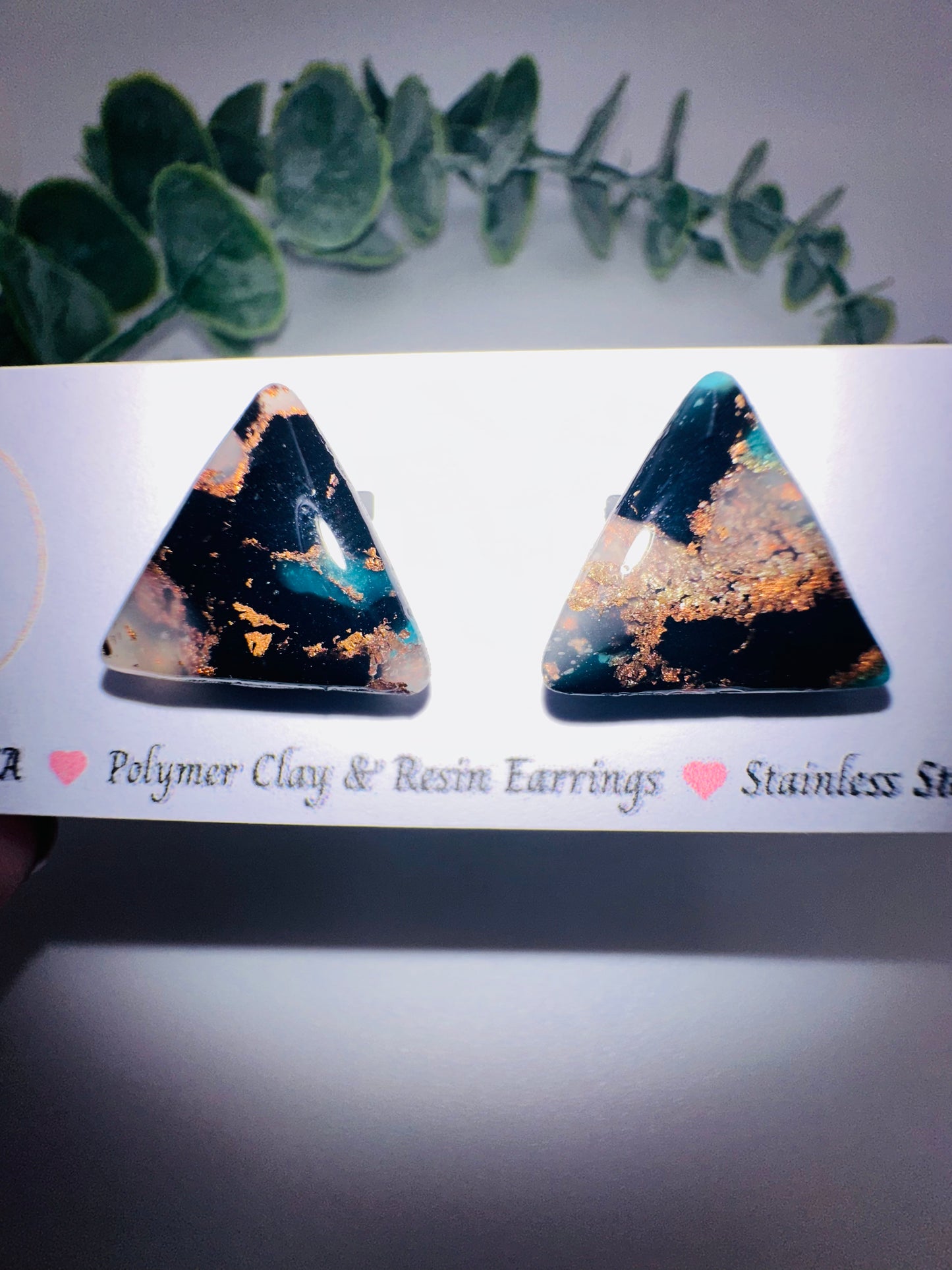 Marbled Triangle Stone Studs