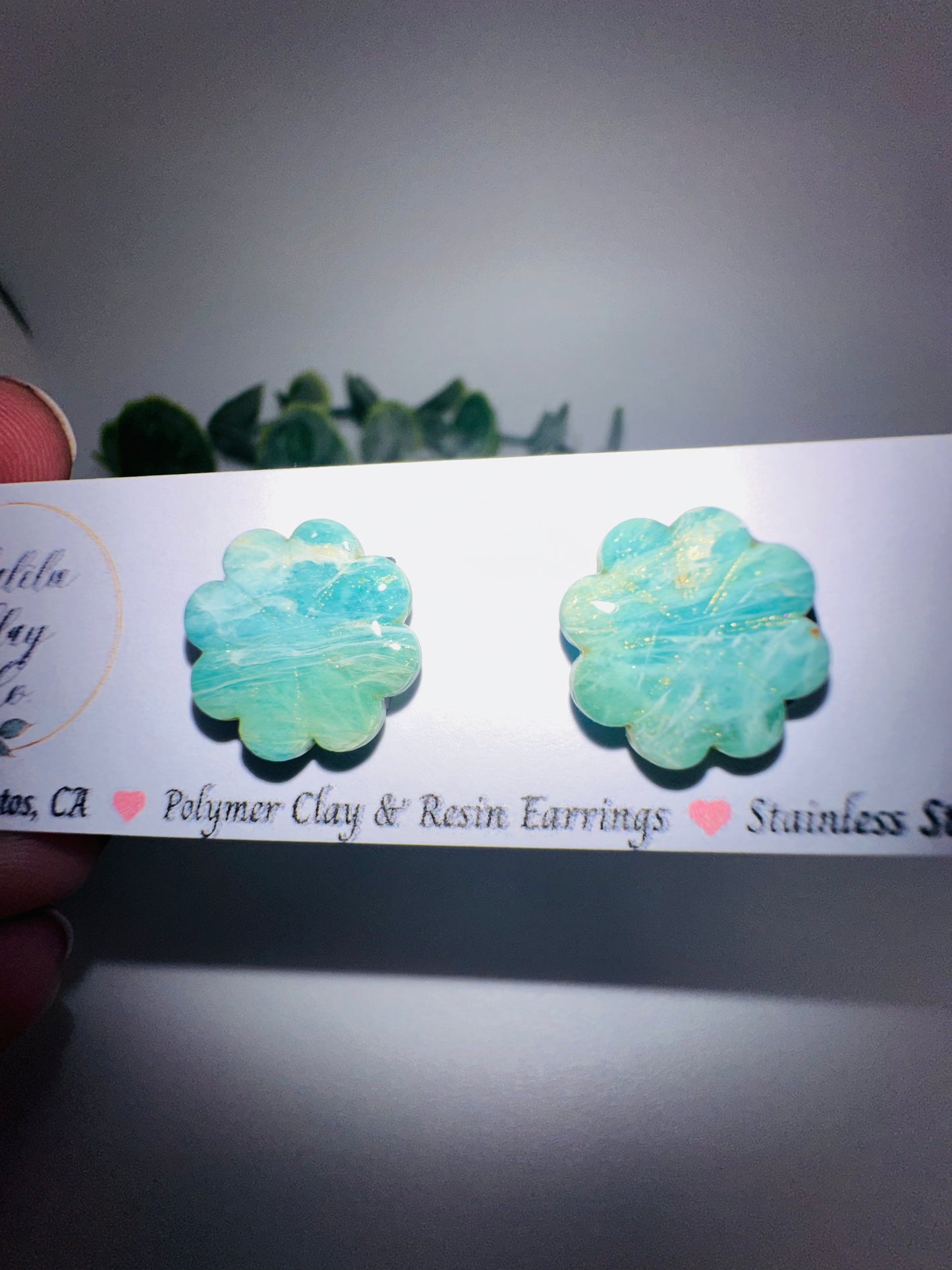 Jade Ocean Flower Studs