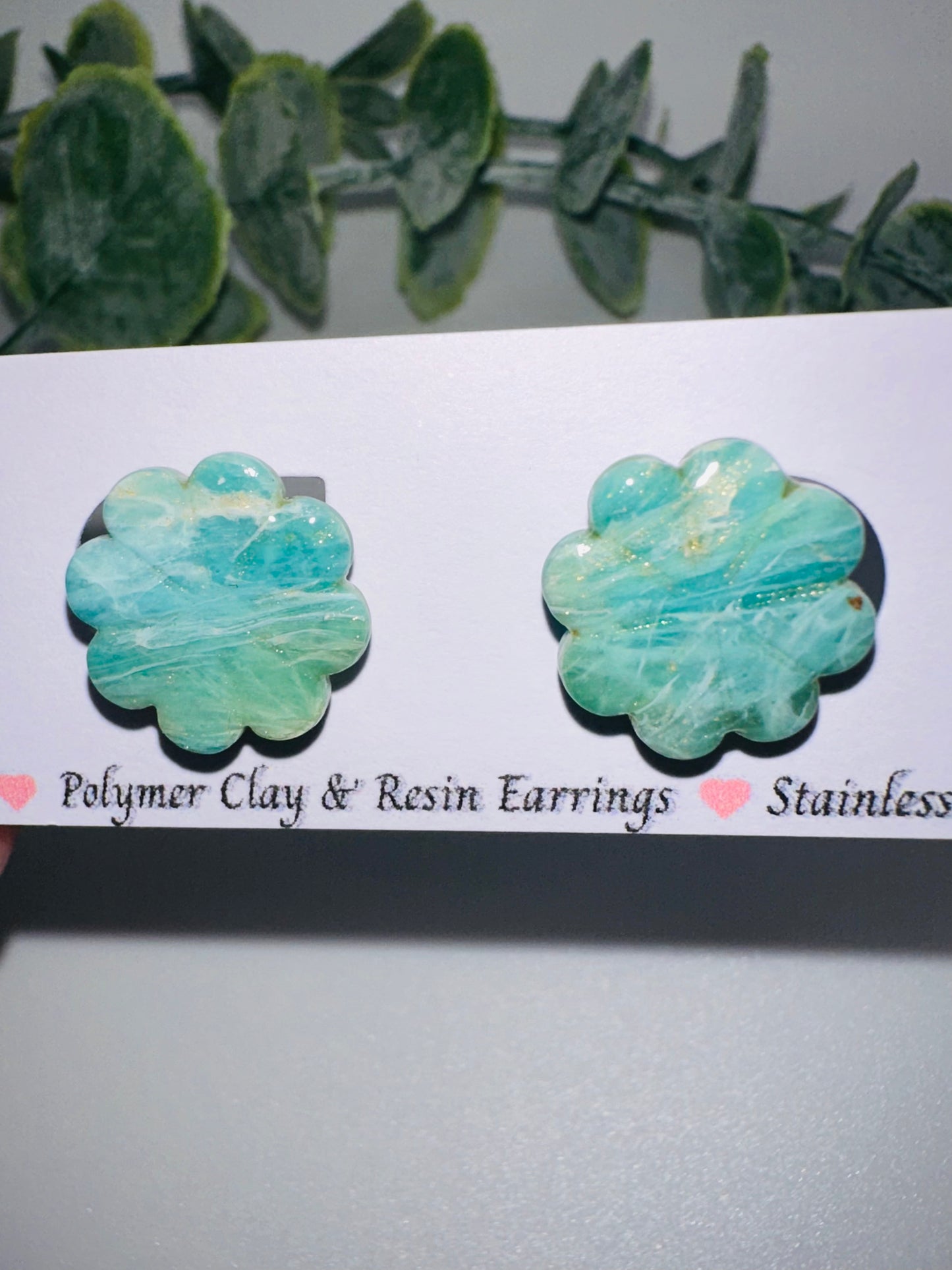 Jade Ocean Flower Studs