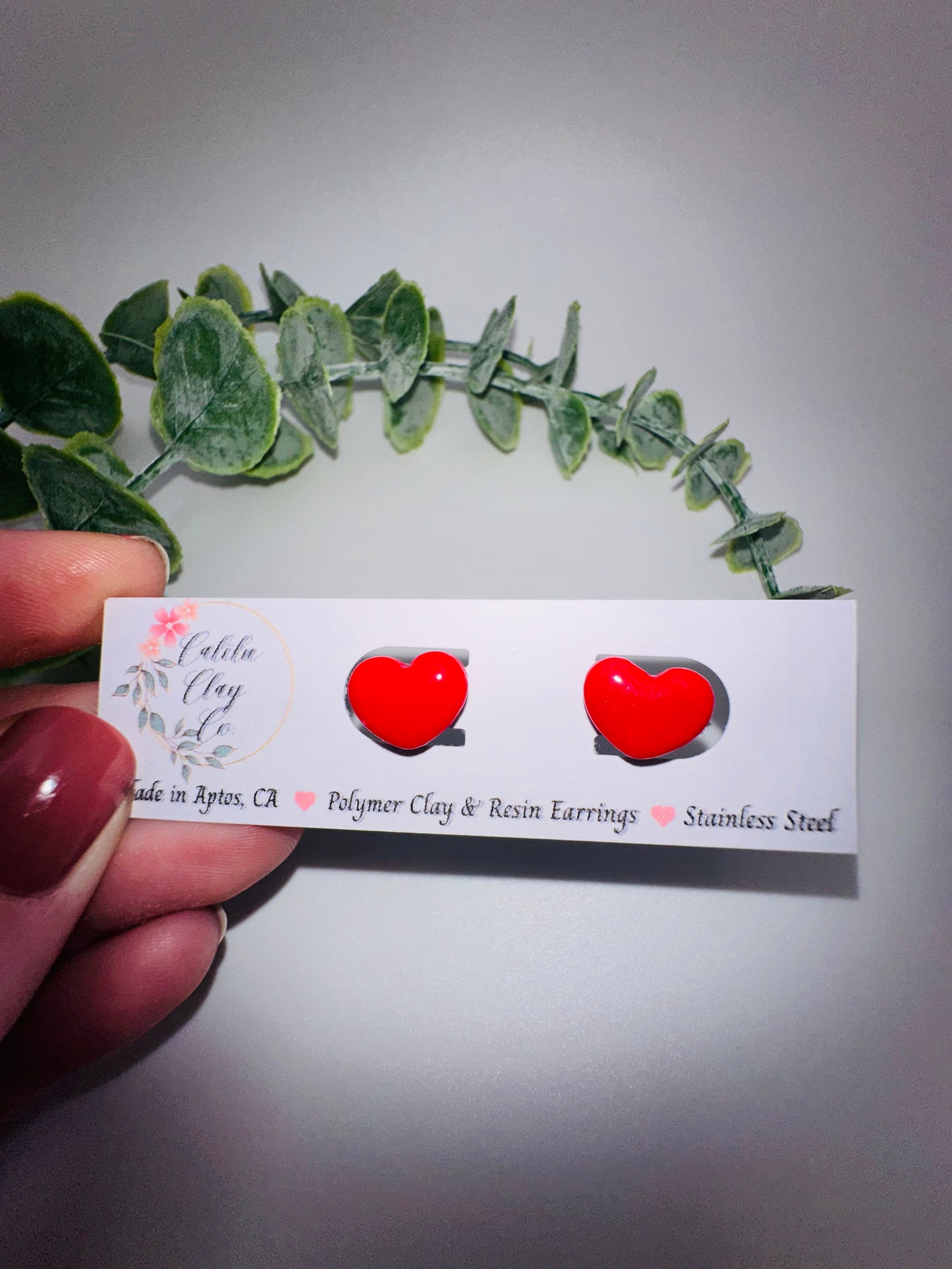 Red Heart Studs