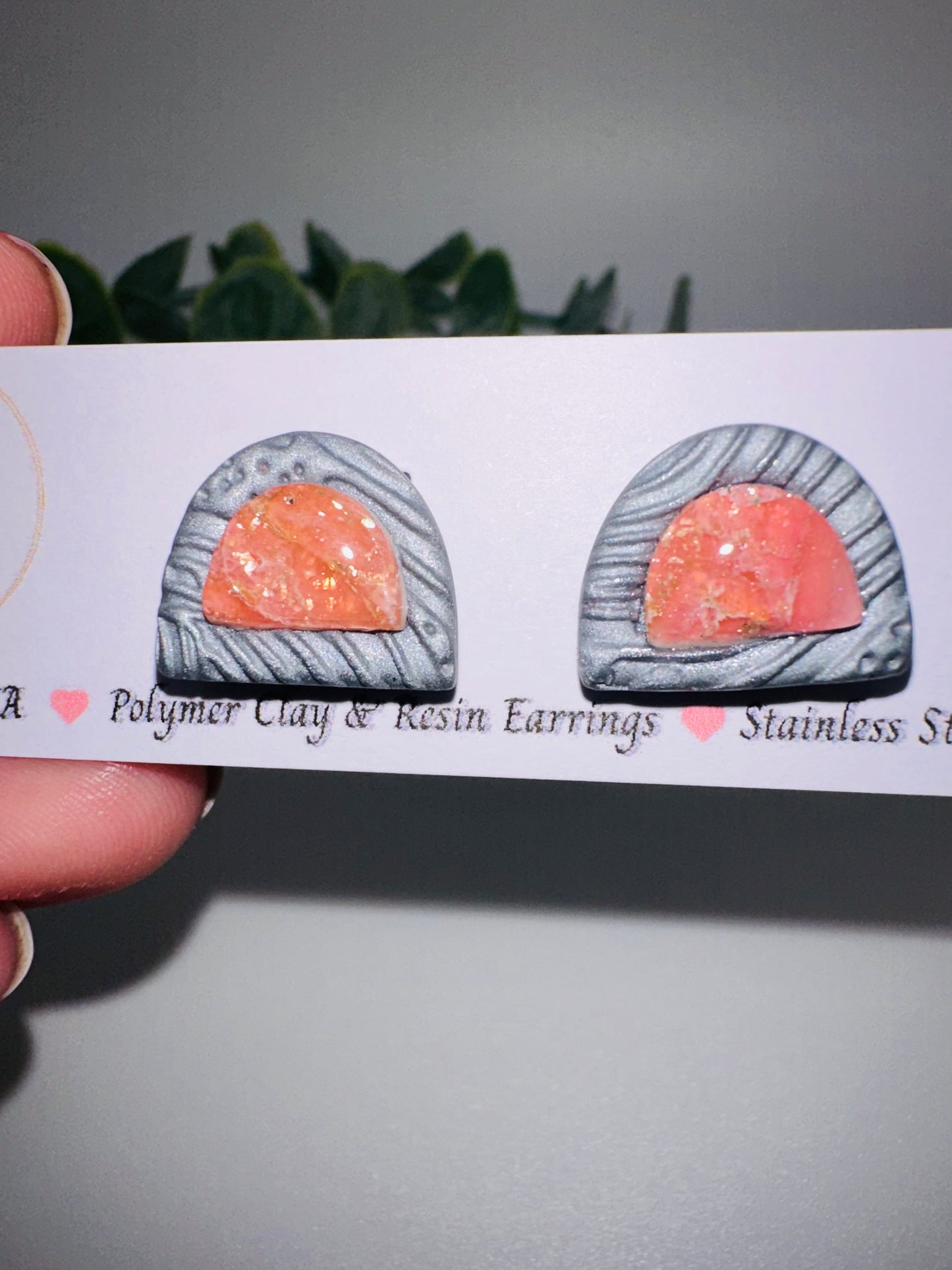 Pink and Silver Arch Studs