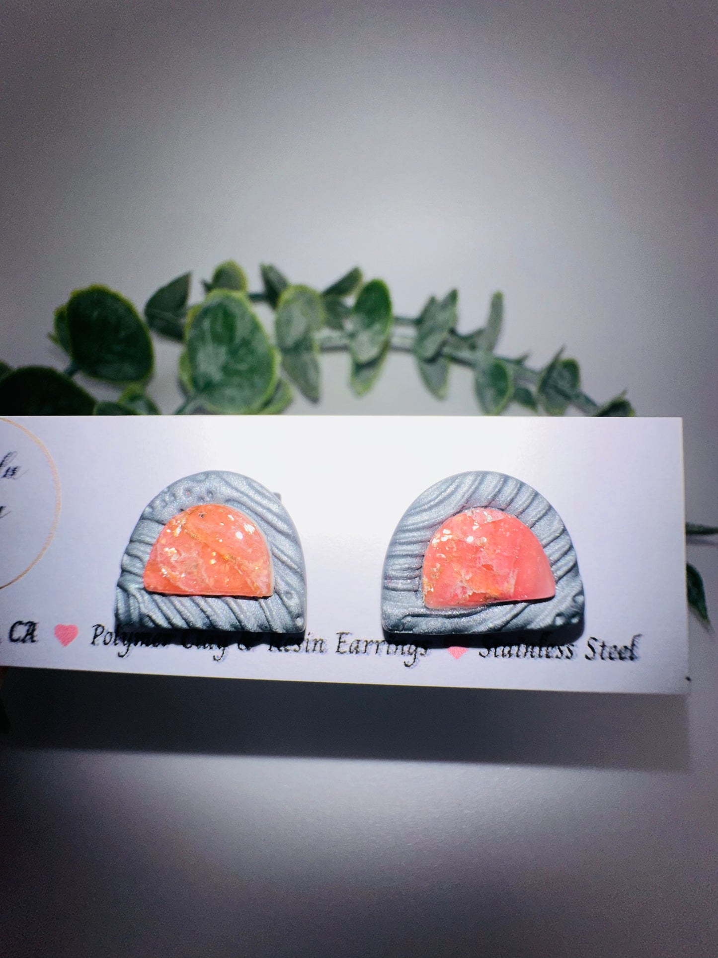 Pink and Silver Arch Studs