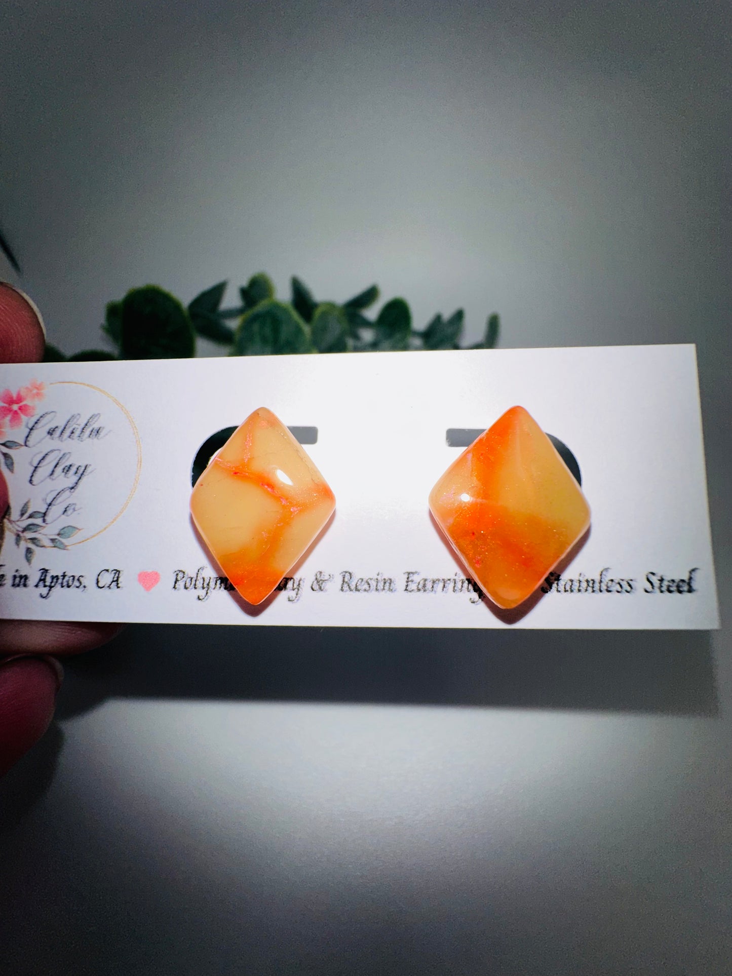 Diamond Sunset Marbled Studs
