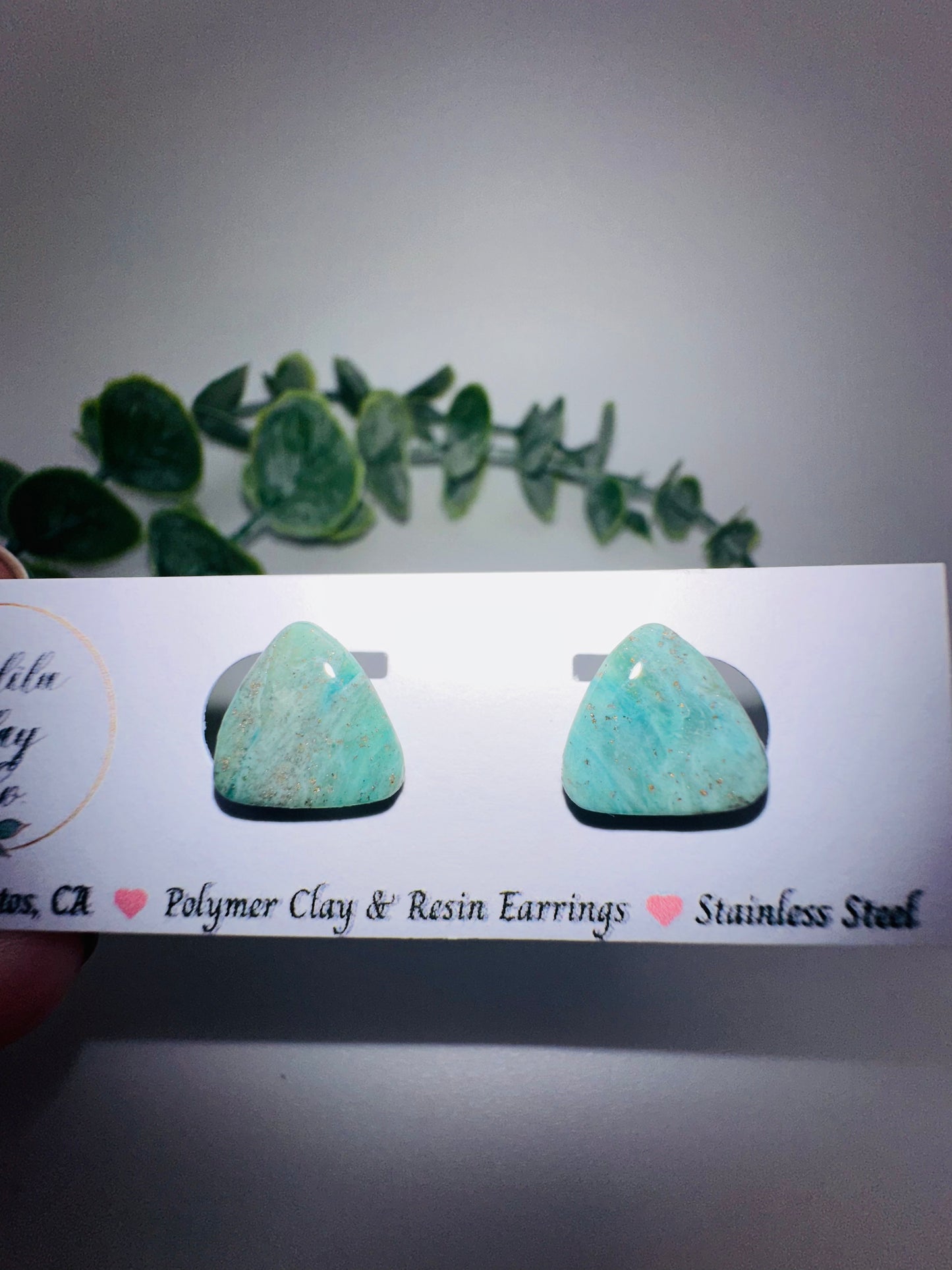 Jade Ocean Triangle Studs