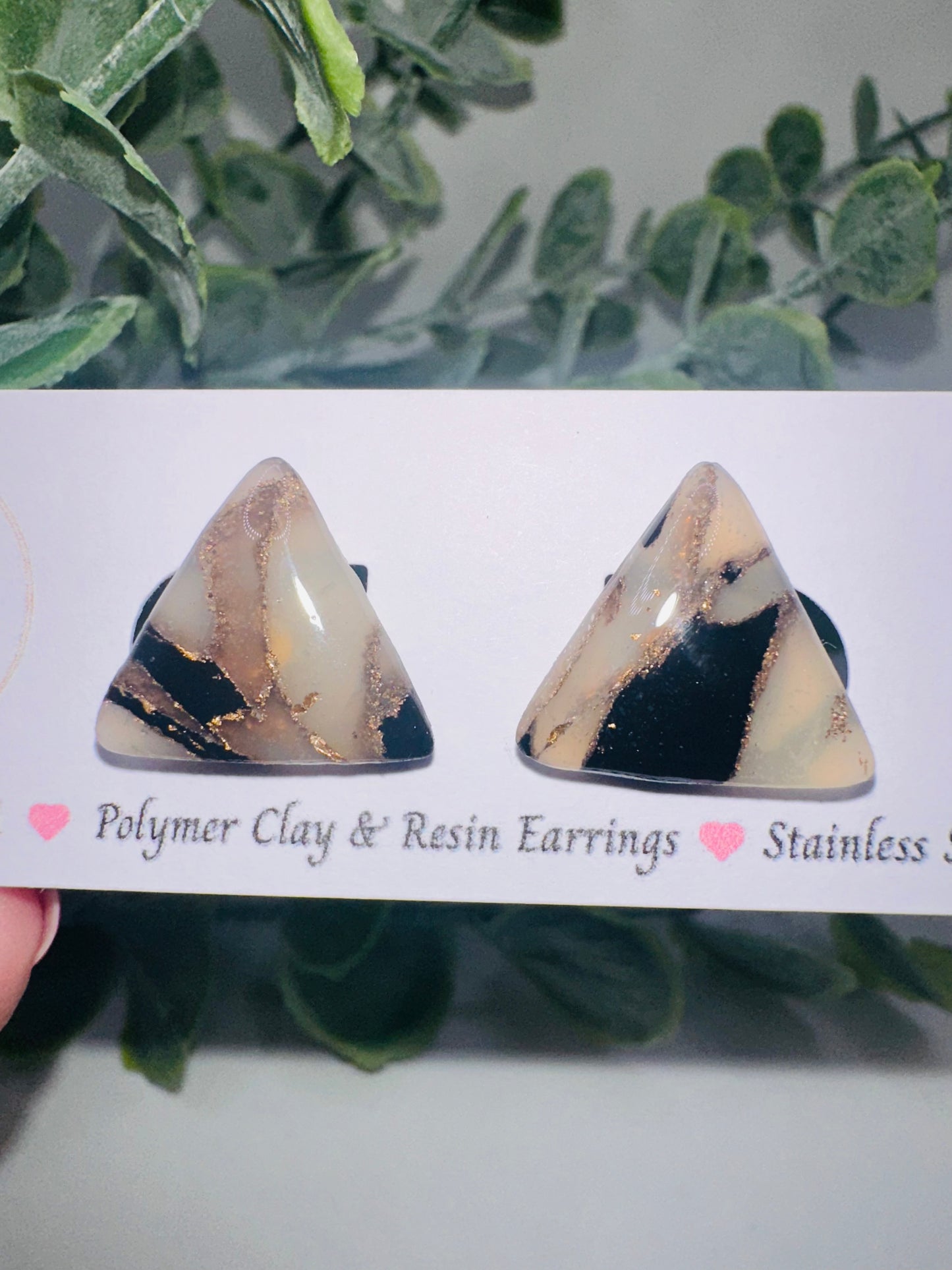 Marbled Triangle Stone Studs