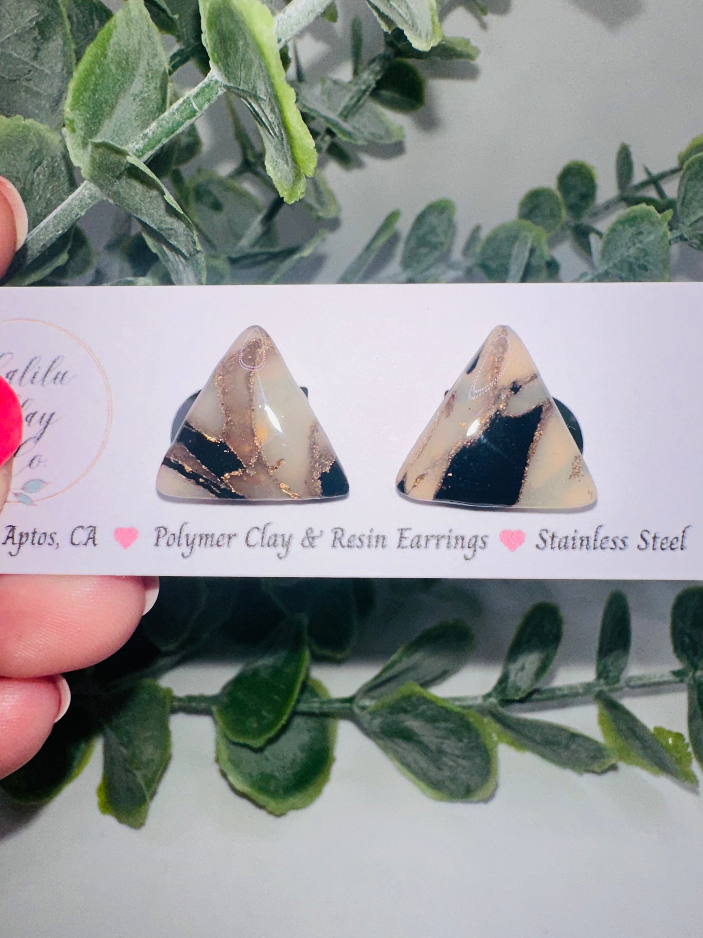 Marbled Triangle Stone Studs