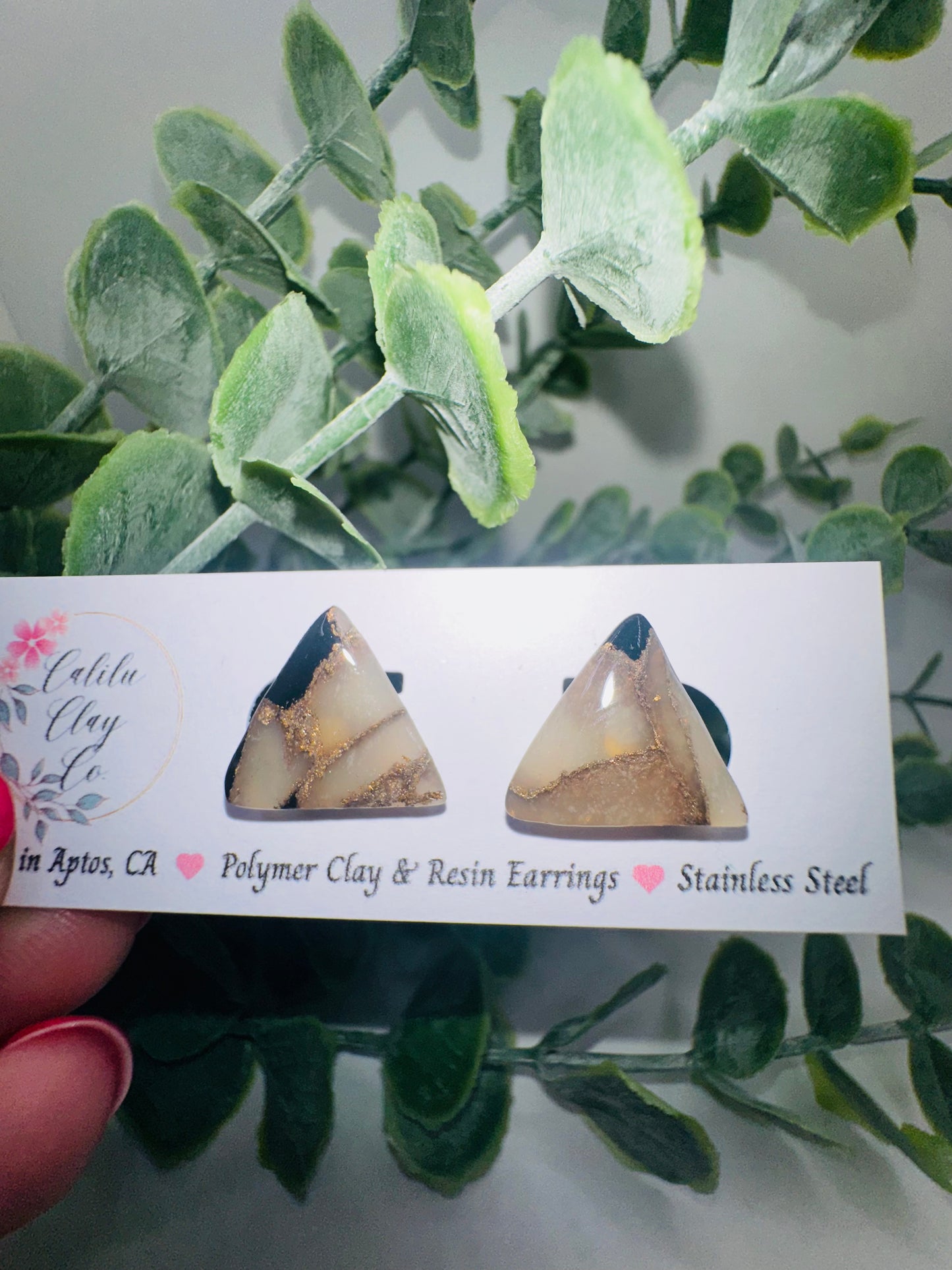 Marbled Triangle Stone Studs
