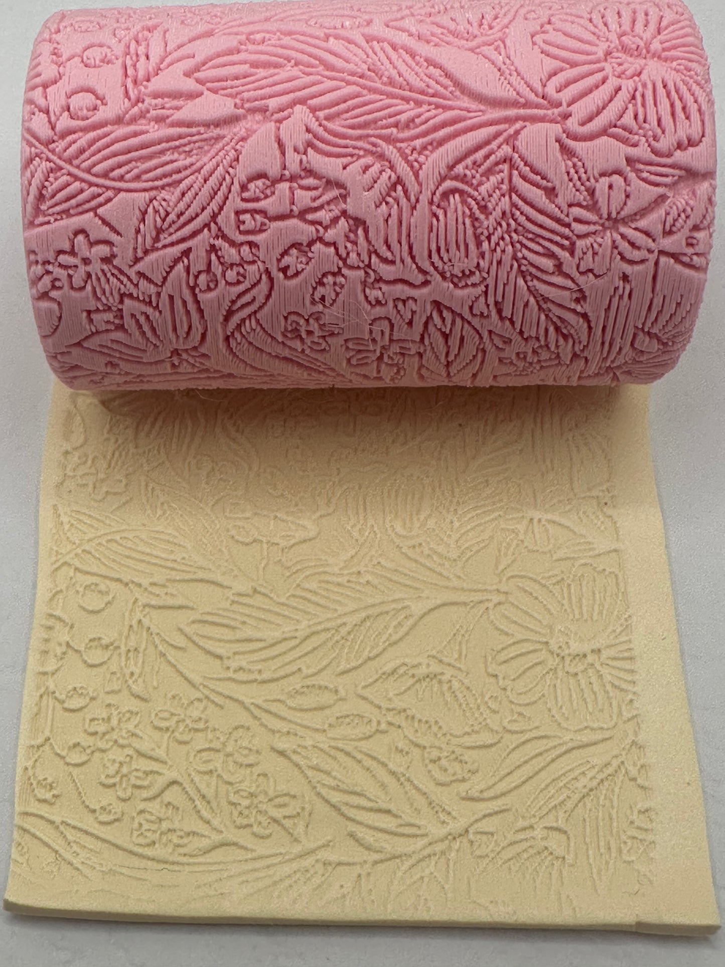Drawn Floral Polymer Clay/Cookie Dough Texture Roller