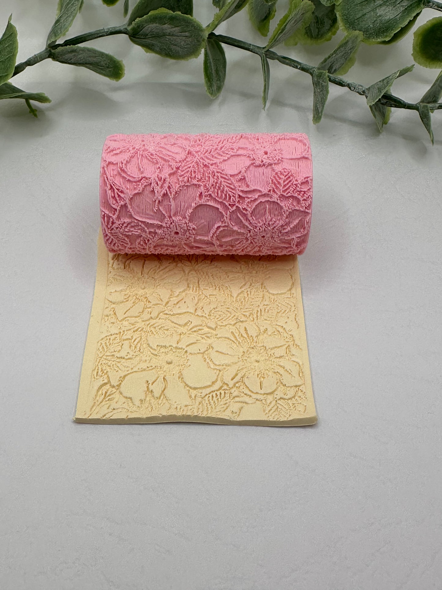Tropical Flowers Polymer Clay / Cookie Dough Texture Roller