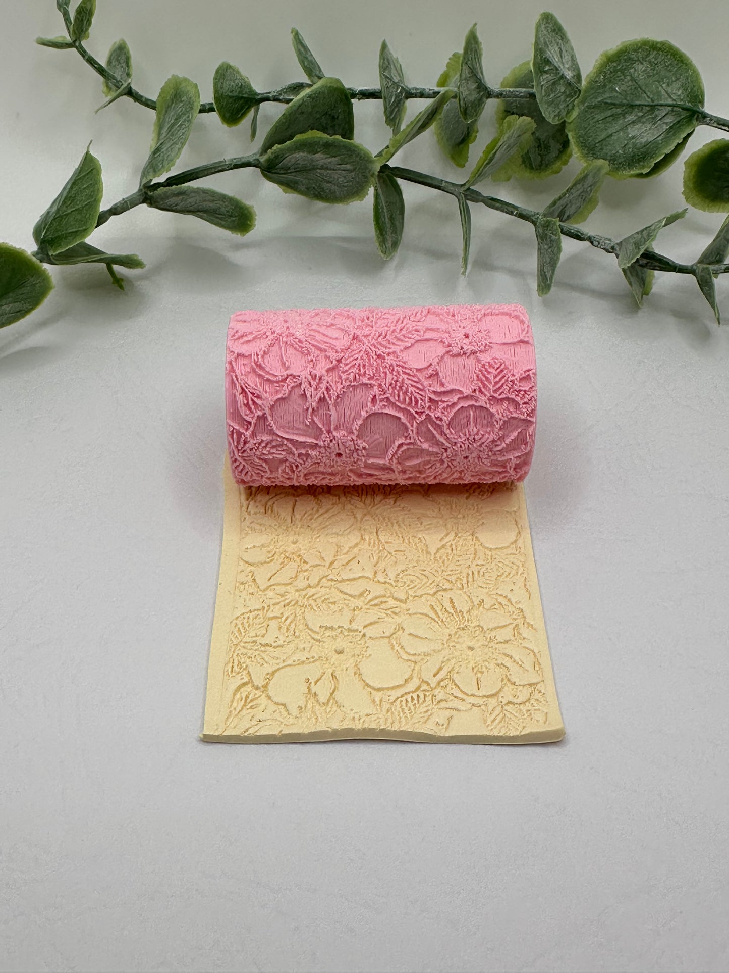 Tropical Flowers Polymer Clay / Cookie Dough Texture Roller