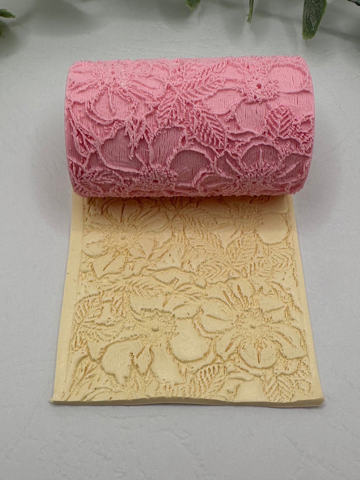 Tropical Flowers Polymer Clay / Cookie Dough Texture Roller