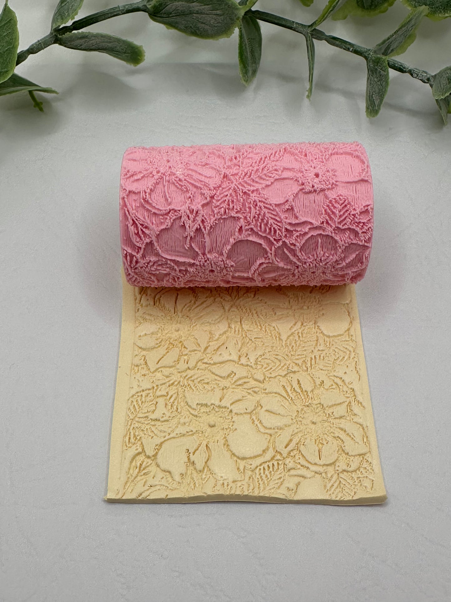 Tropical Flowers Polymer Clay / Cookie Dough Texture Roller