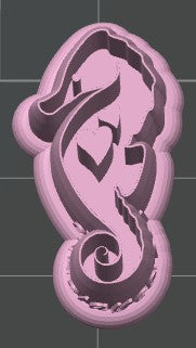 Seahorse with Hearts Cookie Cutter / Polymer Clay Cutter