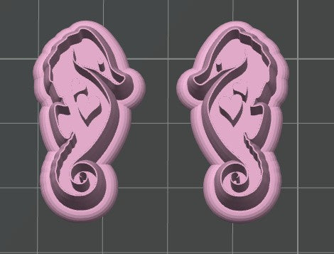Seahorse with Hearts Cookie Cutter / Polymer Clay Cutter