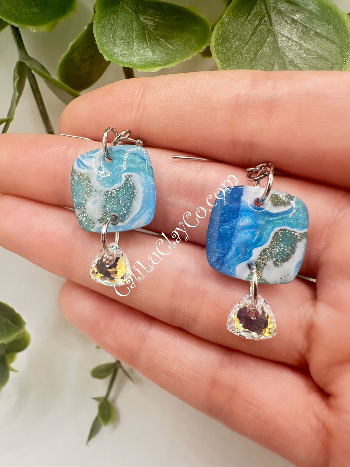 Reversible Ocean Story Earrings with Swarovski Triangles