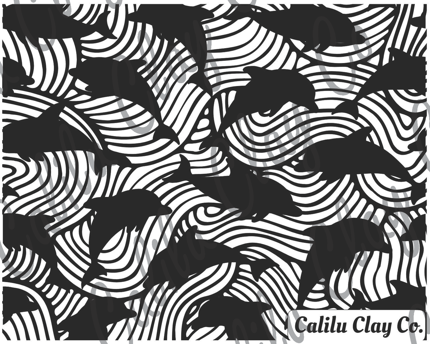 Dolphins and Waves Polymer Clay Water-Soluble Transfer Sheet