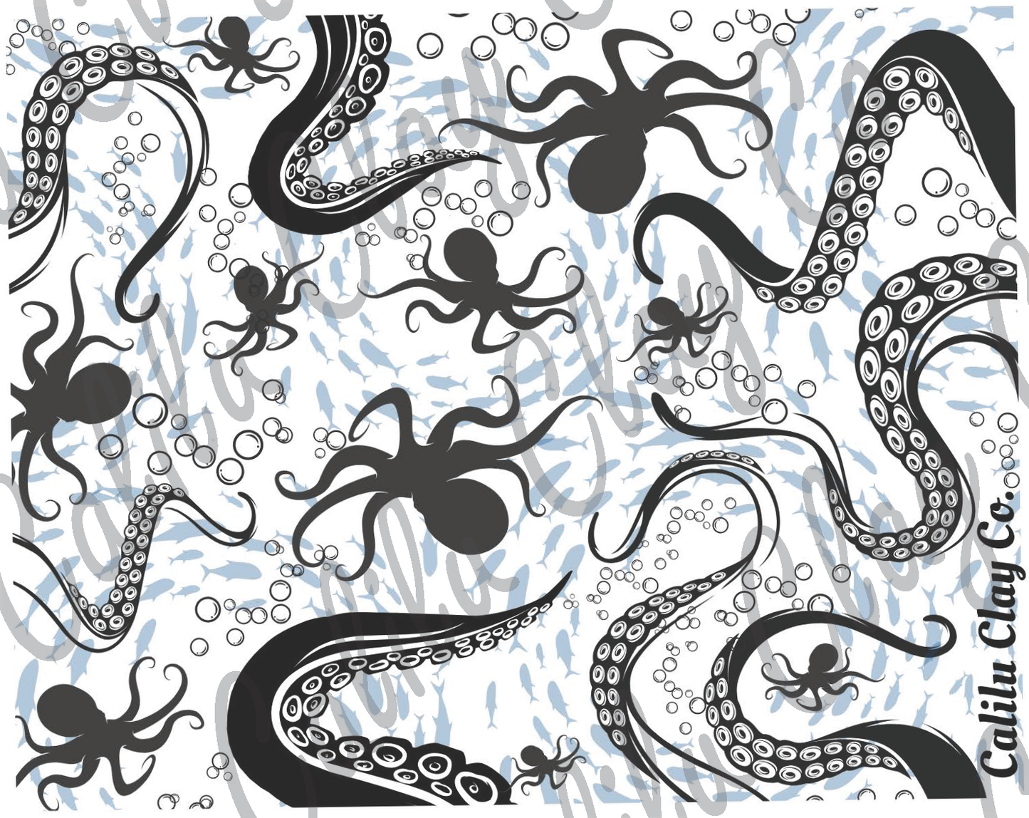Octopi and Tentacles Polymer Clay Water-Soluble Transfer Sheet