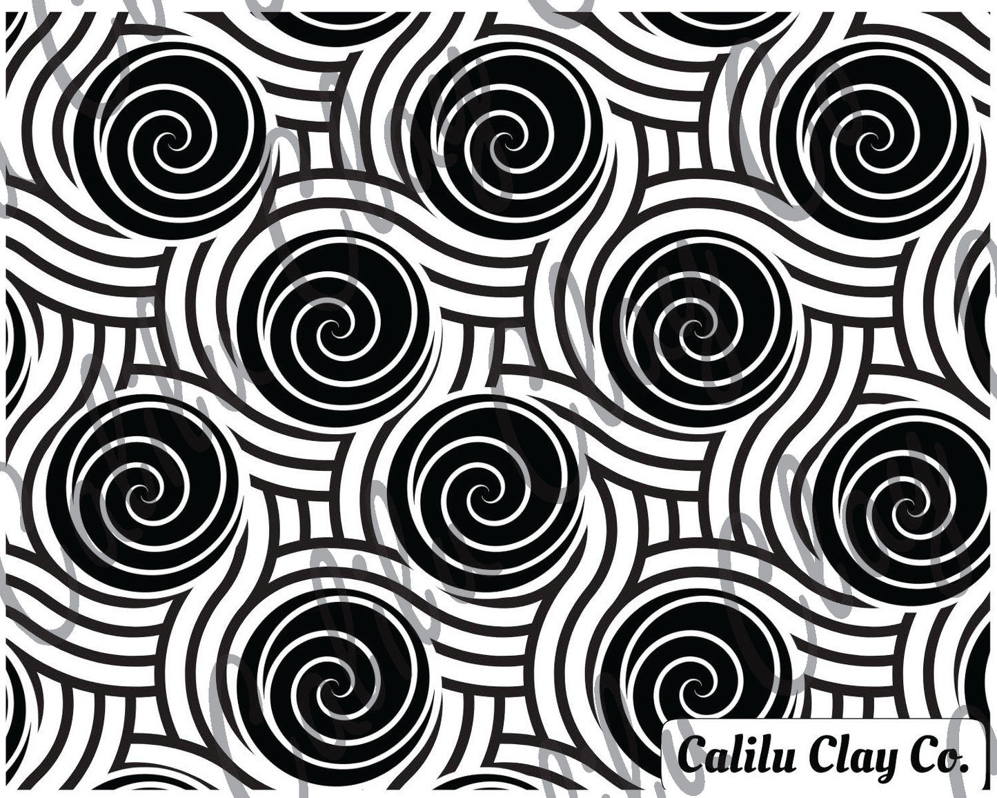 Black Spirals Polymer Clay Water-Soluble Transfer Sheet