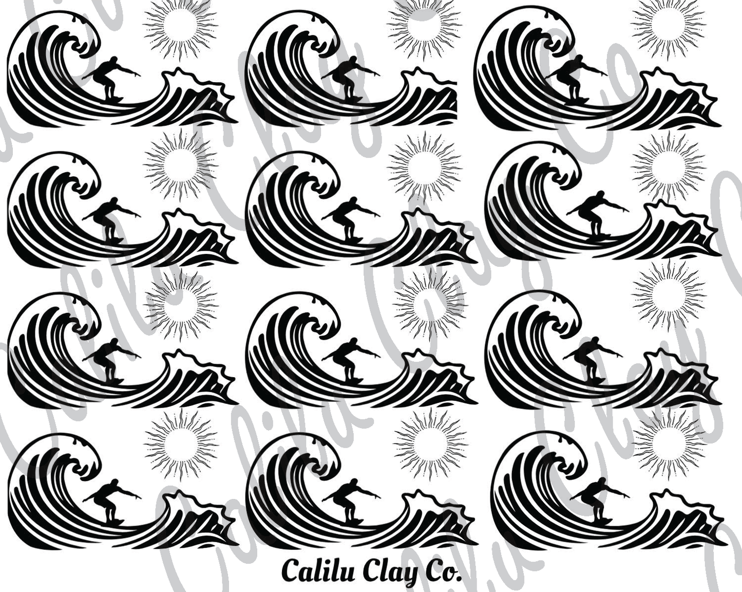 Wave Surfer Polymer Clay Water-Soluble Transfer Sheet