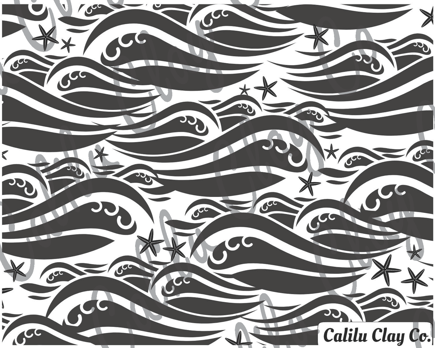 Waves and Starfish Polymer Clay Water-Soluble Transfer Sheet