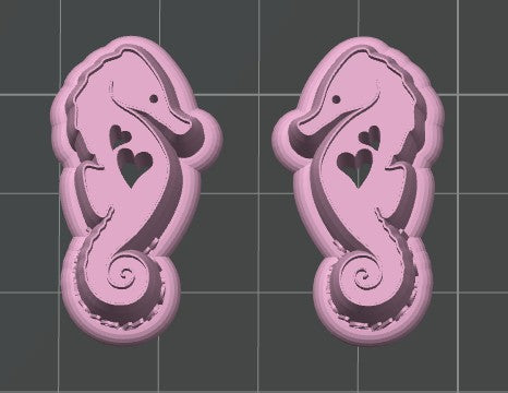 Seahorse with Hearts Cookie Cutter / Polymer Clay Cutter