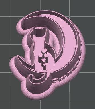 Cat on Moon with Hearts Cookie Cutter / Polymer Clay Cutter