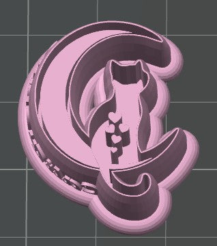 Cat on Moon with Hearts Cookie Cutter / Polymer Clay Cutter
